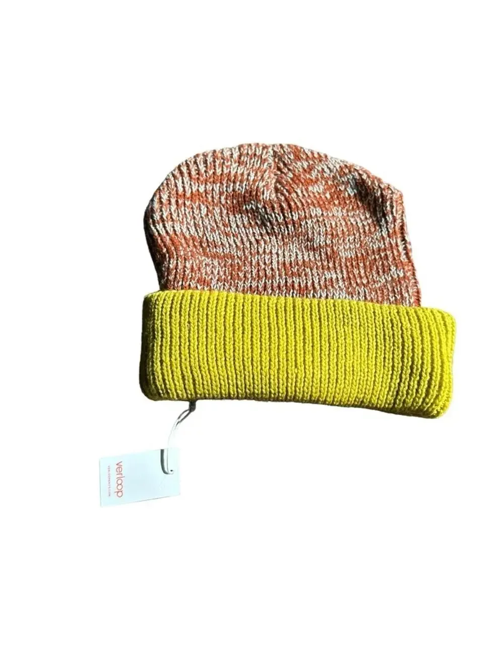 Verloop Colorblock Plush Knit Beanie NWT Yellow Orange